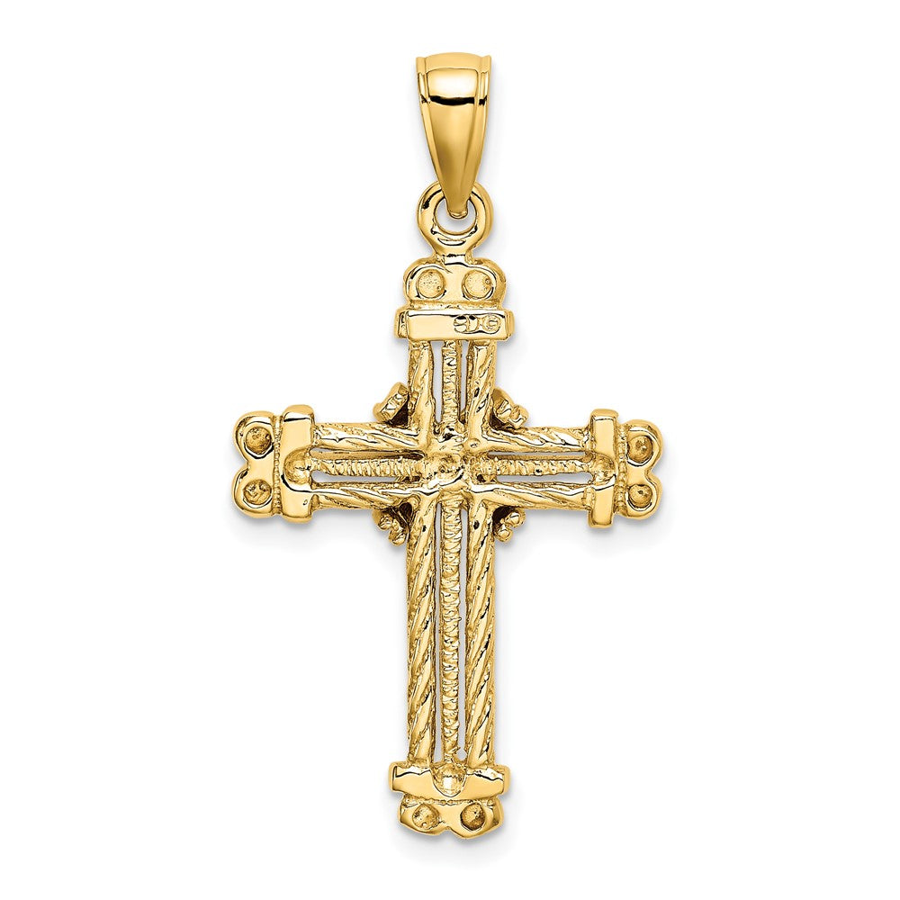 10K Yellow Gold 10K Polished Textured Cross Pendant