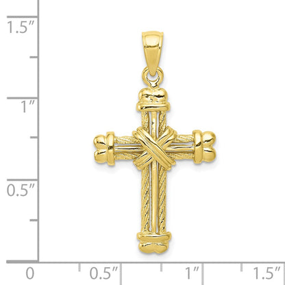 10K Yellow Gold 10K Polished Textured Cross Pendant