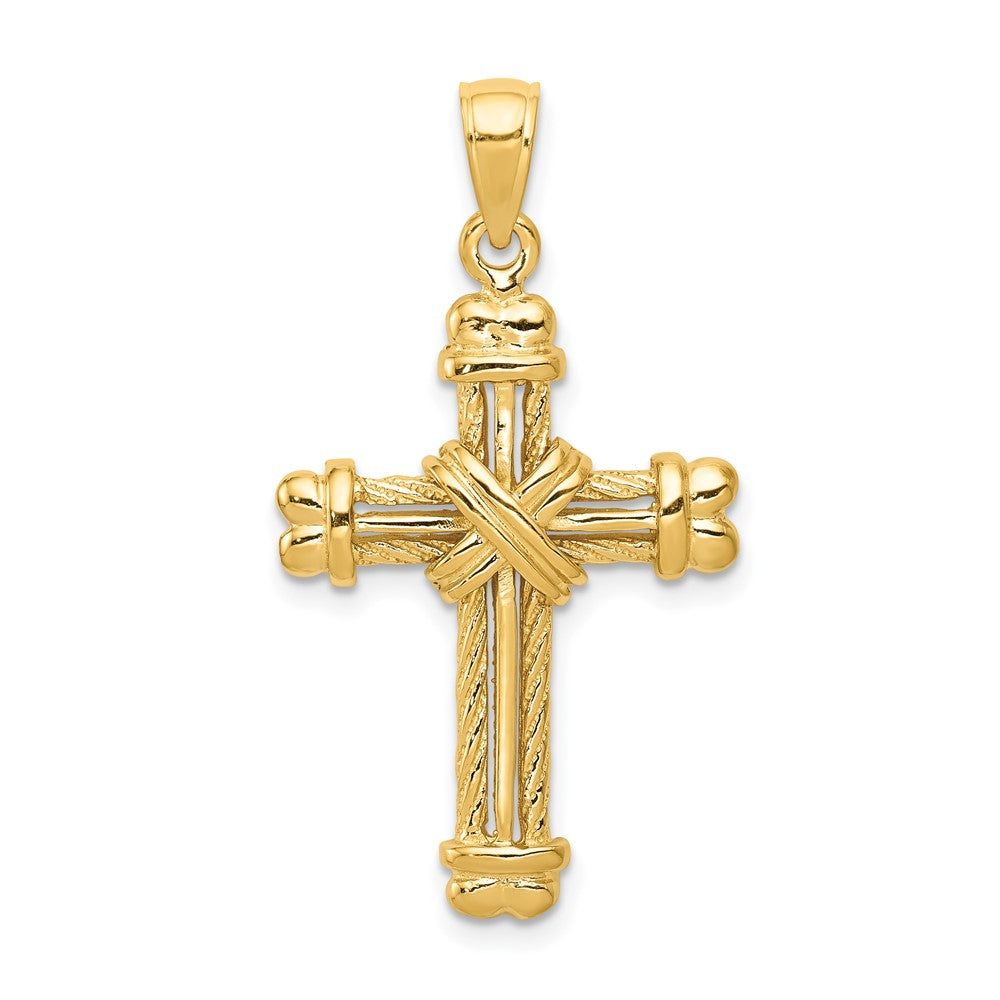 10K Yellow Gold 10K Polished Textured Cross Pendant