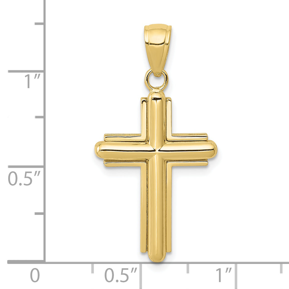 10K Yellow Gold 10K Polished Beveled Stick Cross W/Frame Pendant