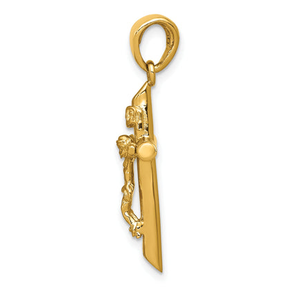 10K Yellow Gold 10K Polished 2-D Crucifix With Jesus On Cross Pendant