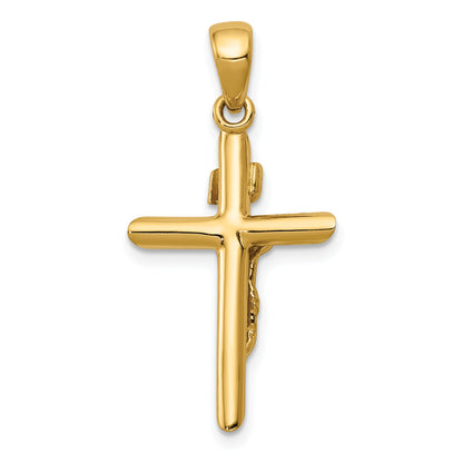 10K Yellow Gold 10K Polished 2-D Crucifix With Jesus On Cross Pendant