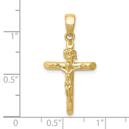 10K Yellow Gold 10K Polished 2-D Crucifix With Jesus On Cross Pendant