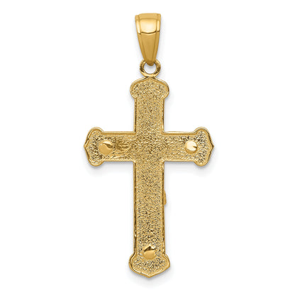 10K Yellow Gold 10K Polished Textured Crucifix Pendant