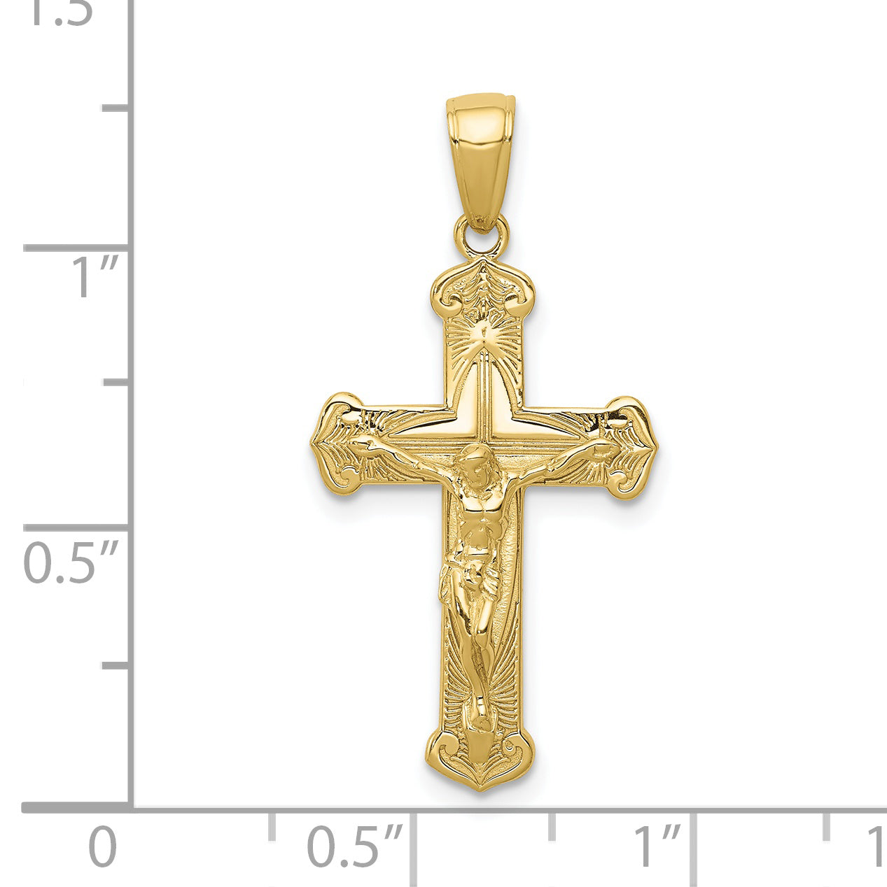 10K Yellow Gold 10K Polished Textured Crucifix Pendant