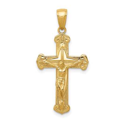 10K Yellow Gold 10K Polished Textured Crucifix Pendant
