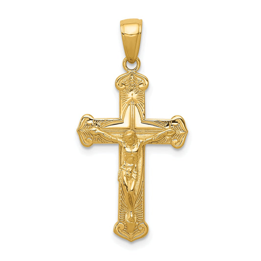 10K Yellow Gold 10K Polished Textured Crucifix Pendant