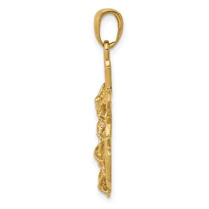 10K Yellow Gold 10K Polished & Textured 2-D Mariners Crucifix Rope/Wheel Pendant