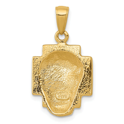 10K Yellow Gold 10K Polished 2-D Small Jesus Head With Crown Pendant