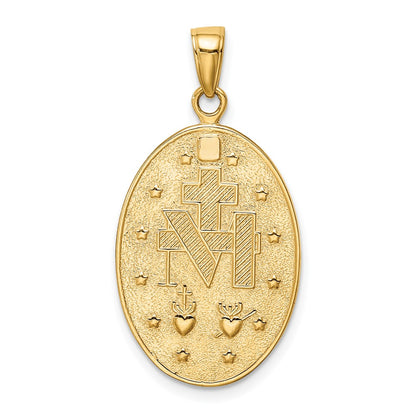 10K Yellow Gold 10K Satin And Polished Finish Miraculous Medal Pendant