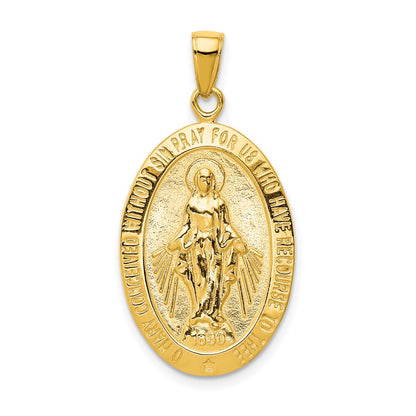 10K Yellow Gold 10K Satin And Polished Finish Miraculous Medal Pendant