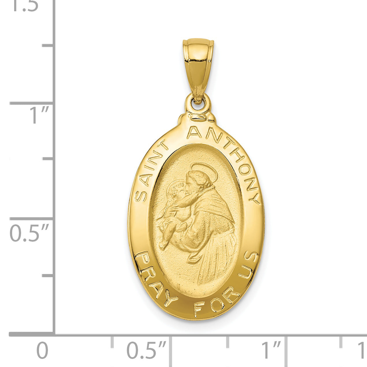 10K Yellow Gold Saint Anthony Oval Medal Pendant