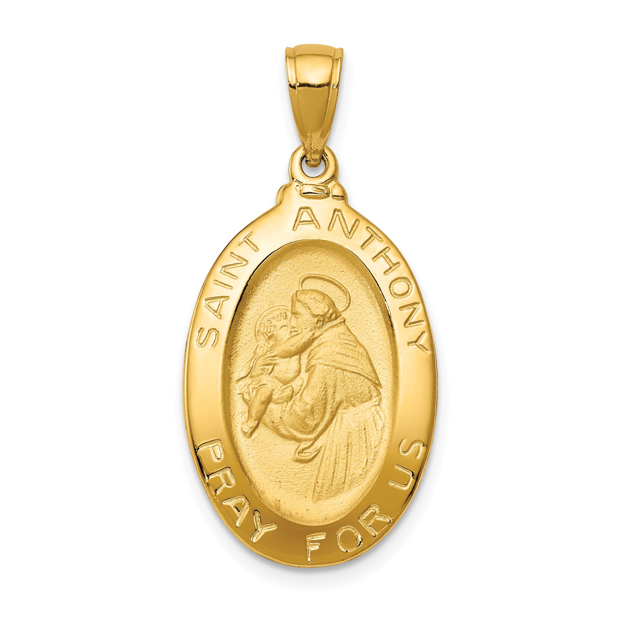 10K Yellow Gold Saint Anthony Oval Medal Pendant