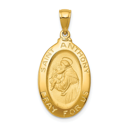 10K Yellow Gold Saint Anthony Oval Medal Pendant