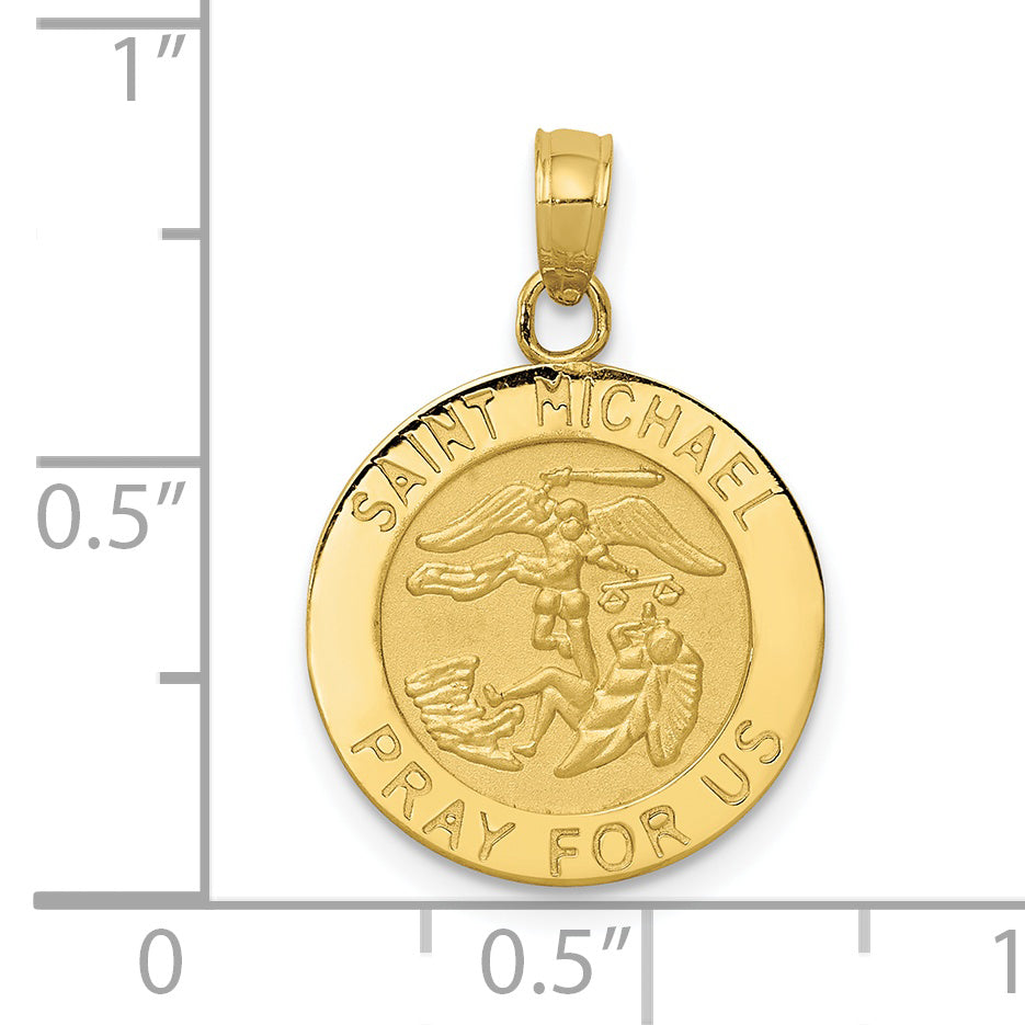 10K Yellow Gold Saint Michael Medal Pendant