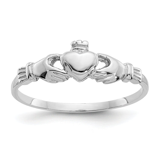 10K White Gold Child'S Claddagh Ring