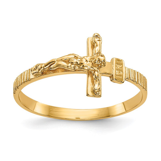 10K Yellow Gold 10K Polished Jesus Band Ring