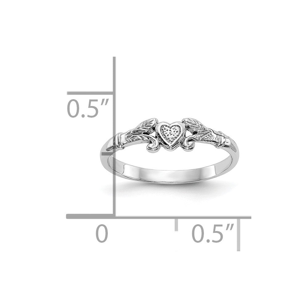10K White Gold 10K Textured Mini Heart Baby Ring