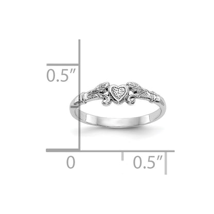 10K White Gold 10K Textured Mini Heart Baby Ring