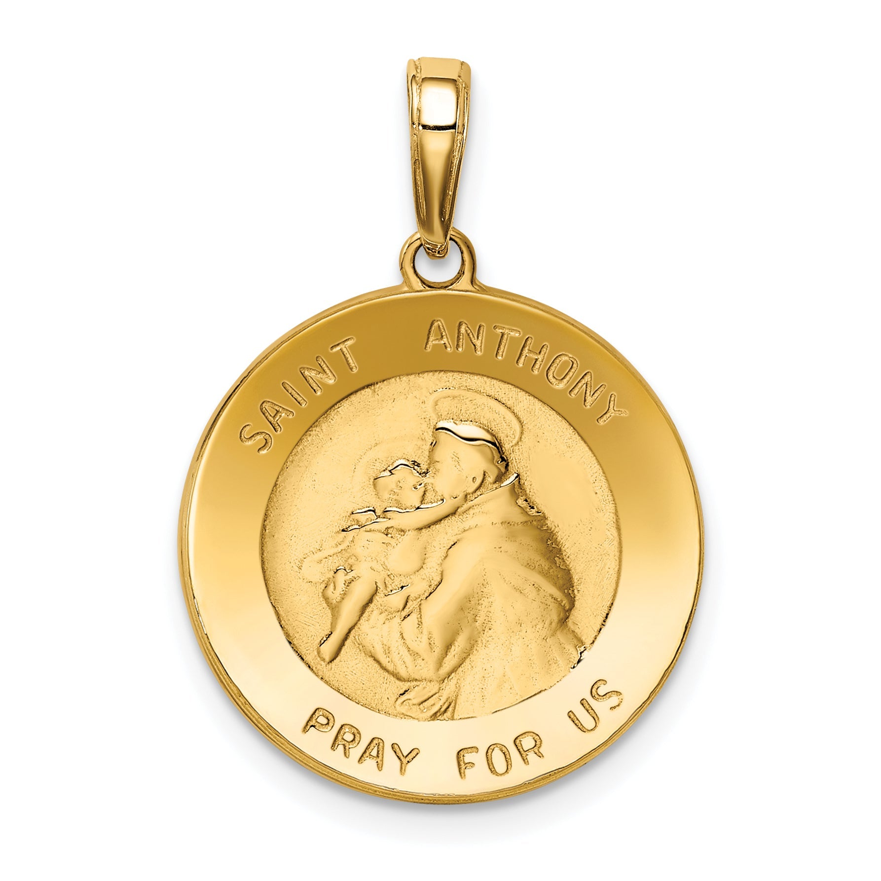 10K Yellow Gold Saint Anthony Small Round Medal Pendant