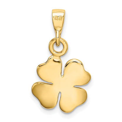 10K Yellow Gold Polished & Textured Four Leaf Clover Pendant