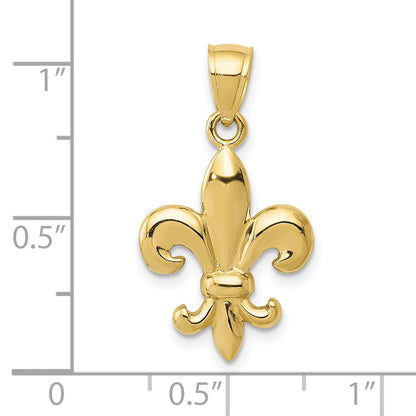 10K Yellow Gold Polished Fleur De Lis Pendant