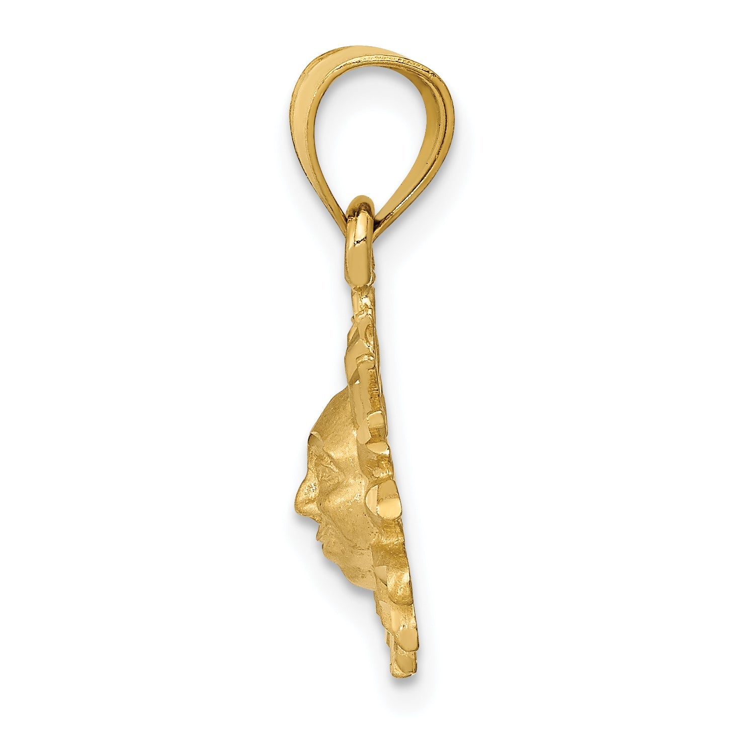 10K Yellow Gold Satin Diamond-Cut Sun Pendant