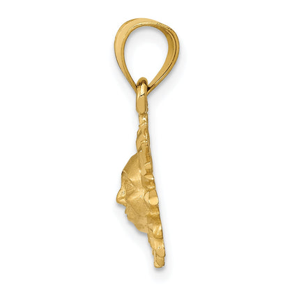 10K Yellow Gold Satin Diamond-Cut Sun Pendant