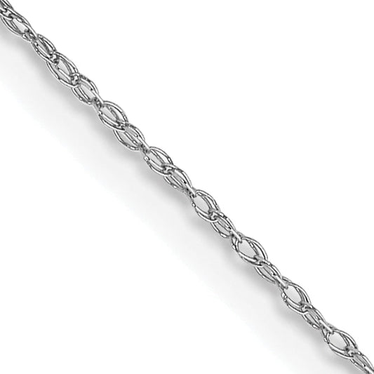 18 Inch 10K White Gold .5 mm Cable Rope Chain Necklace