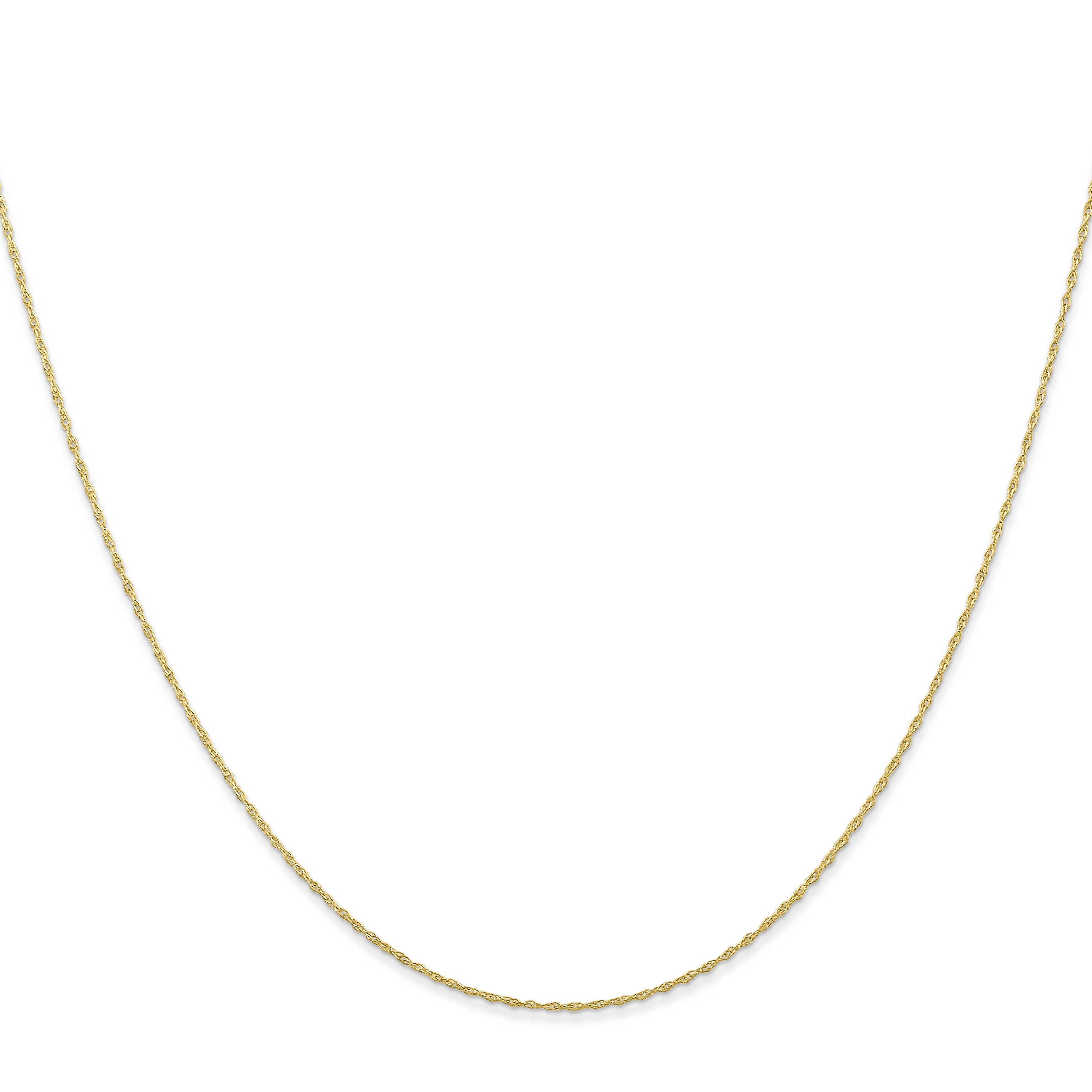 2 Inch 10K Yellow Gold .5mm Carded Cable Rope Chain Necklace