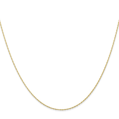 22 Inch 10K Yellow Gold .5mm Carded Cable Rope Chain Necklace
