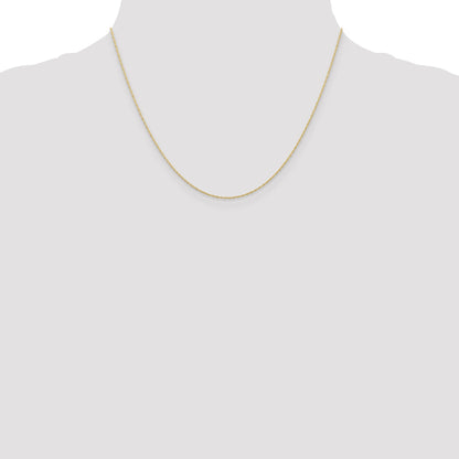 18 Inch 10K Yellow Gold .5mm Carded Cable Rope Chain Necklace