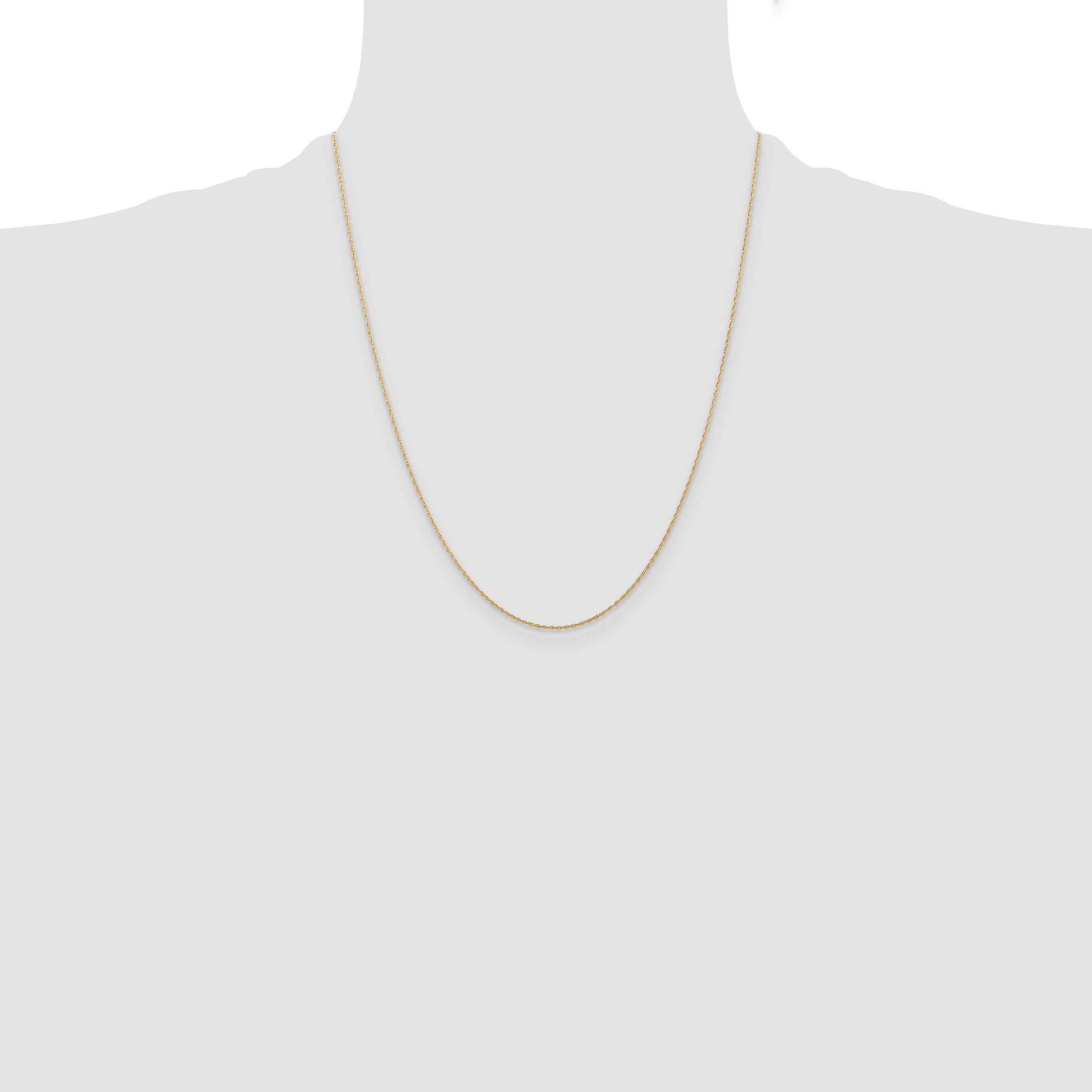 22 Inch 10K Yellow Gold .5mm Carded Cable Rope Chain Necklace