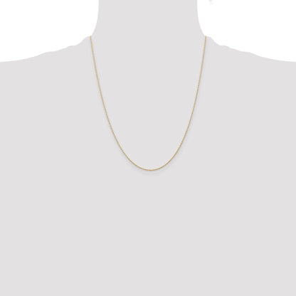 22 Inch 10K Yellow Gold .5mm Carded Cable Rope Chain Necklace