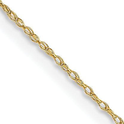 18 Inch 10K Yellow Gold .5mm Carded Cable Rope Chain Necklace