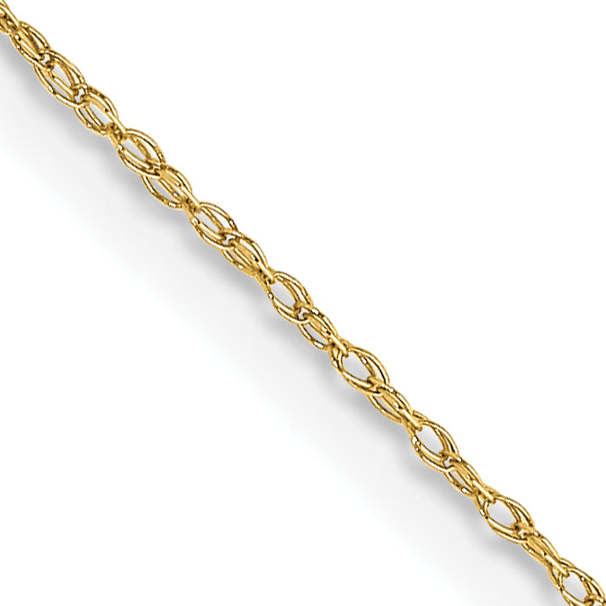 2 Inch 10K Yellow Gold .5mm Carded Cable Rope Chain Necklace