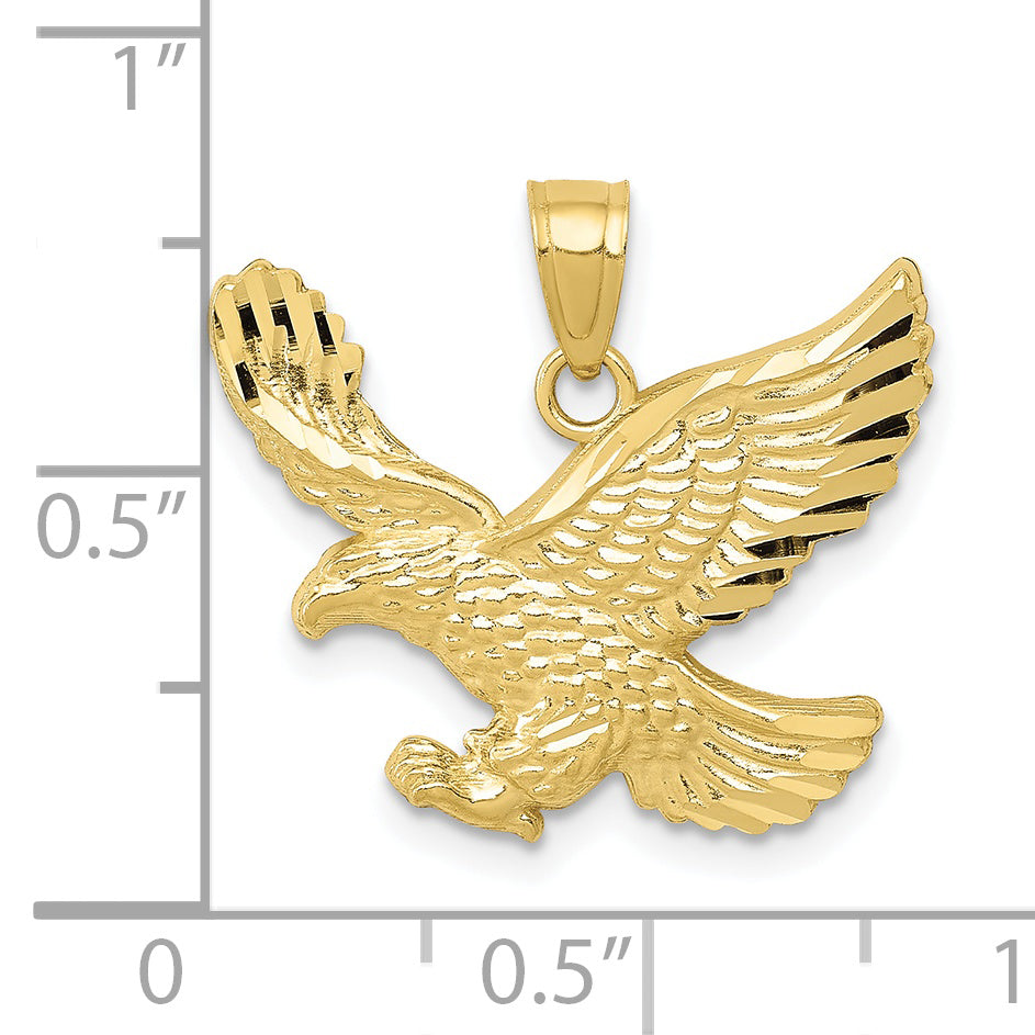 10K Yellow Gold Diamond-Cut Eagle Pendant