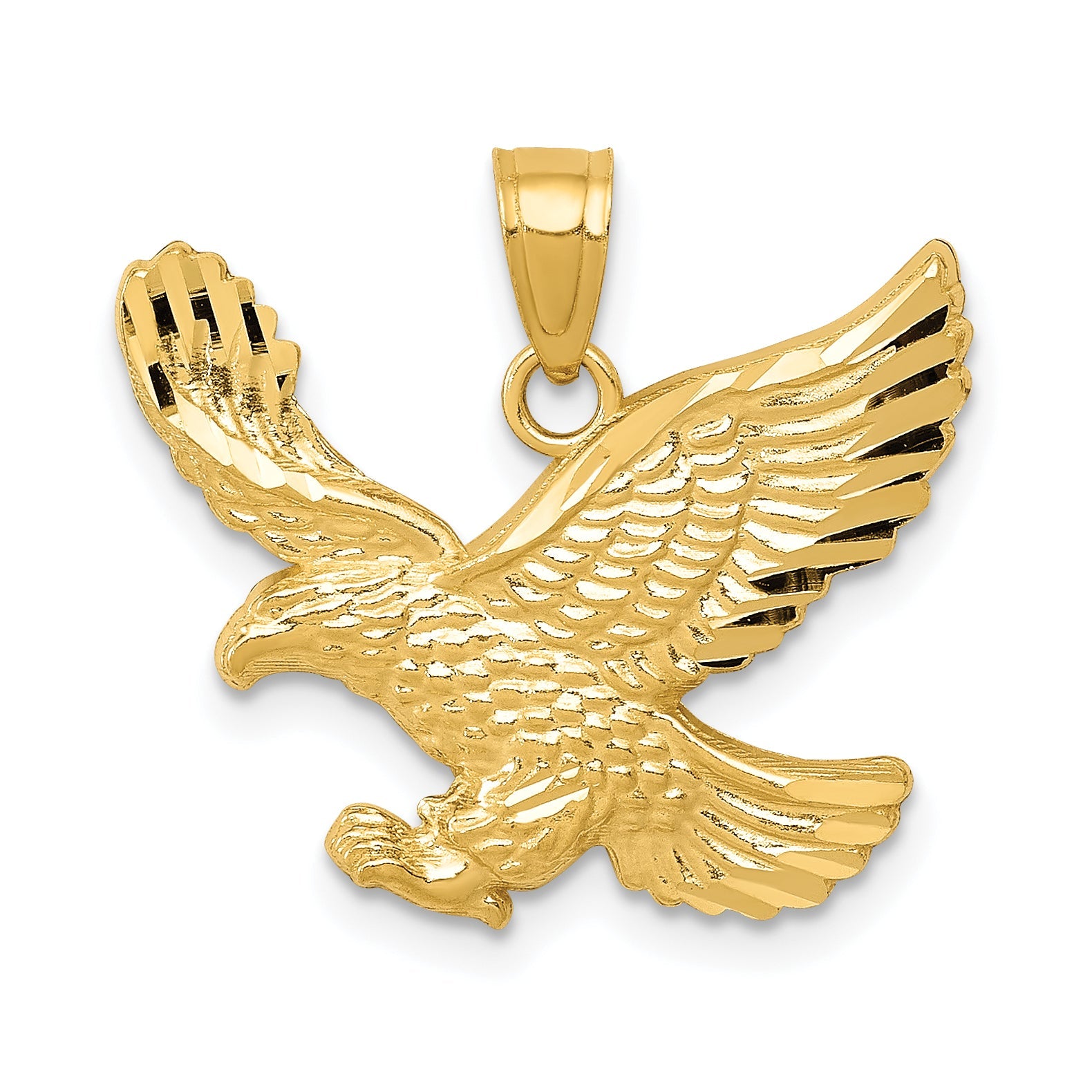 10K Yellow Gold Diamond-Cut Eagle Pendant