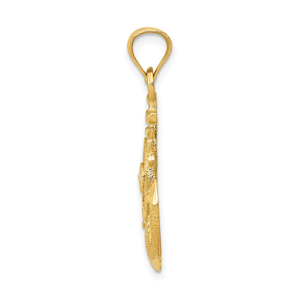 10K Yellow Gold Satin Diamond-Cut Anchor Pendant