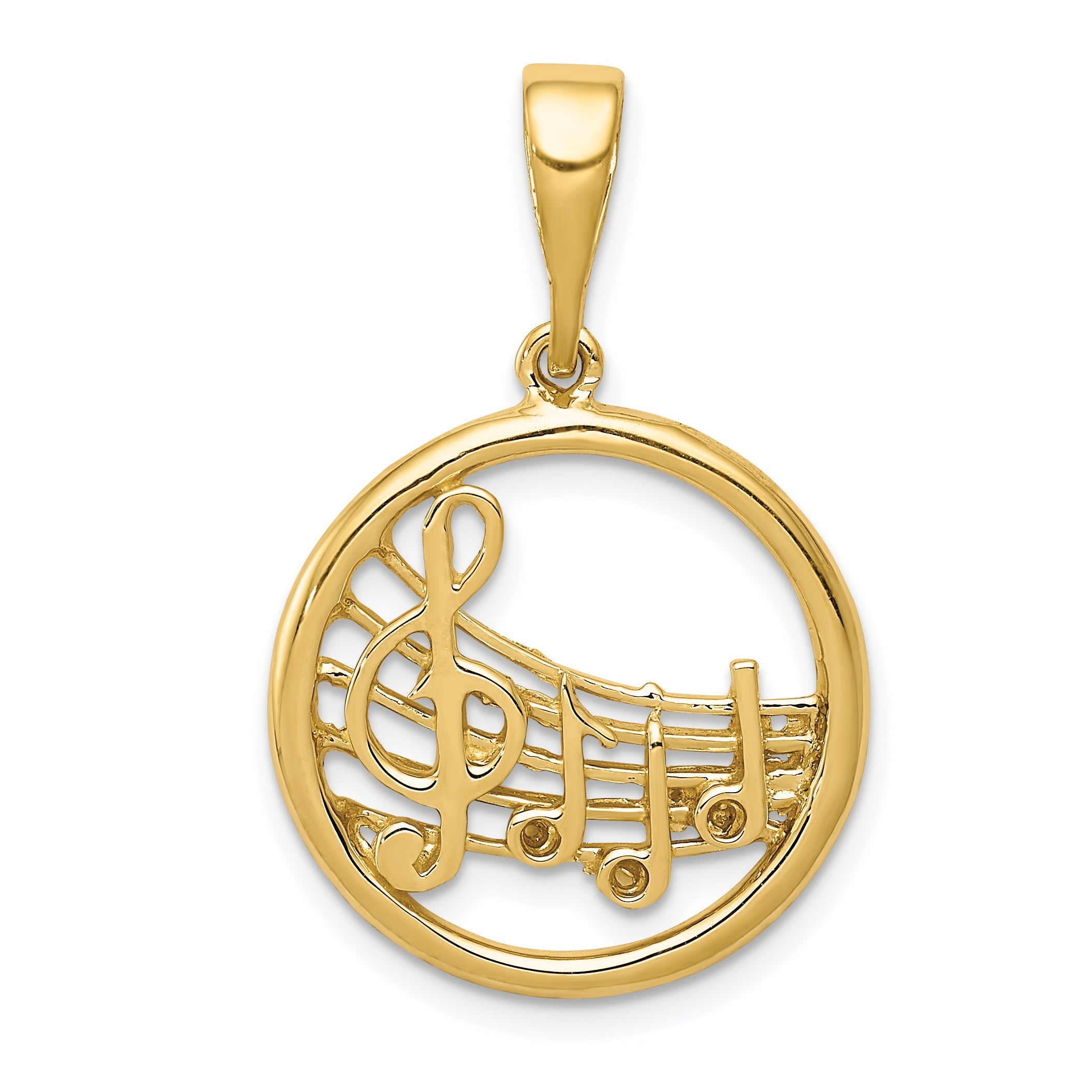 10K Yellow Gold Polished Musical Notes Pendant