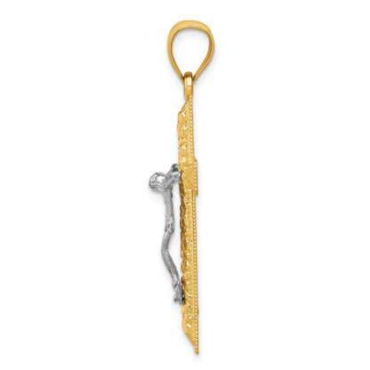 10K Two-Tone Diamond Cut Crucifix Pendant