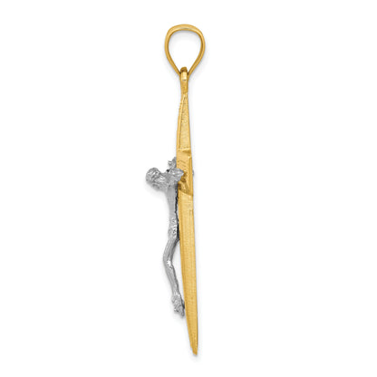 10K Two-Tone Diamond-Cut Latin Crucifix Pendant