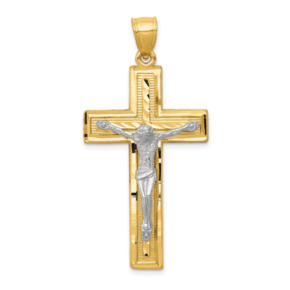 10K Two-Tone Diamond-Cut Latin Crucifix Pendant