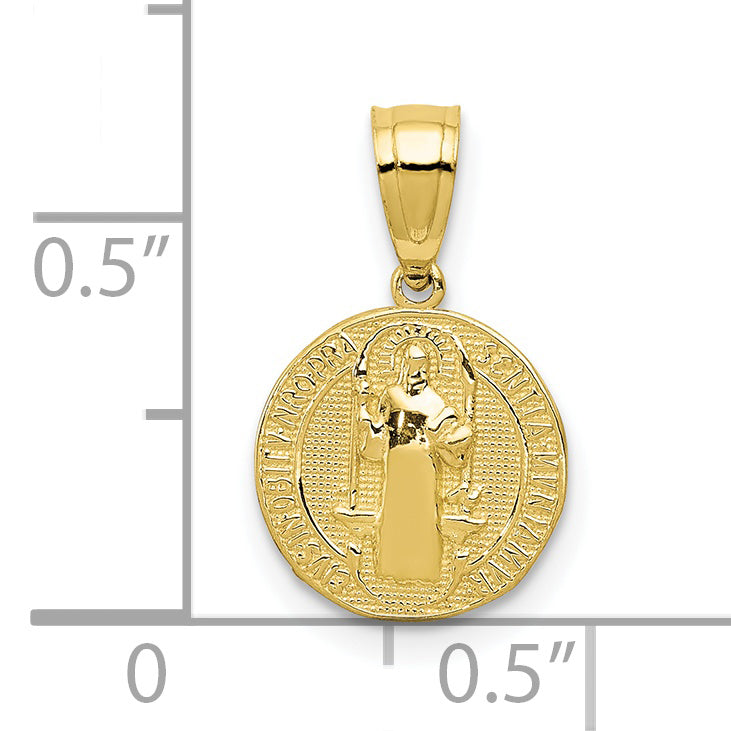 10K Yellow Gold San Benito 2 Sided Round Small Pendant