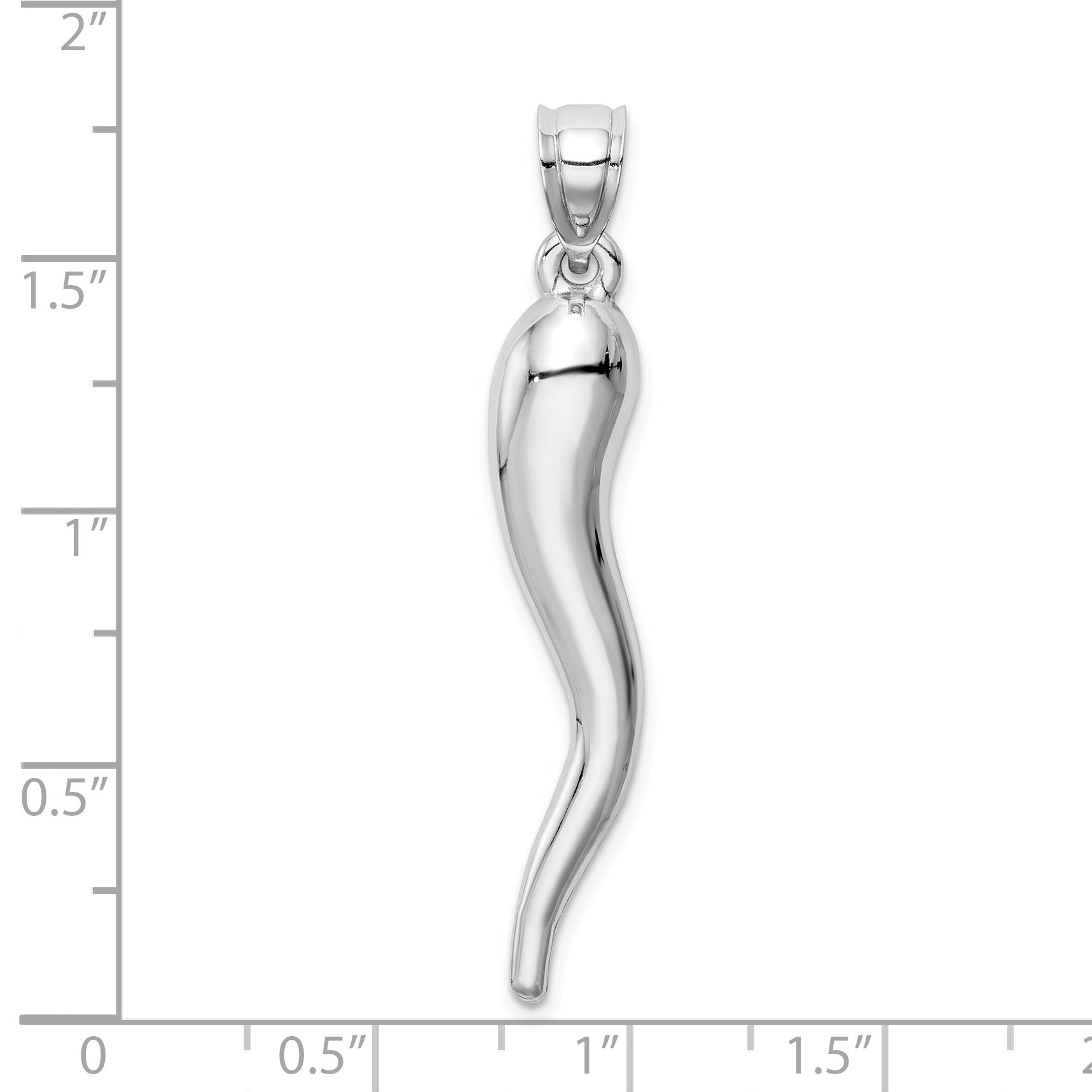 10K White Gold Hollow Italian Horn Pendant