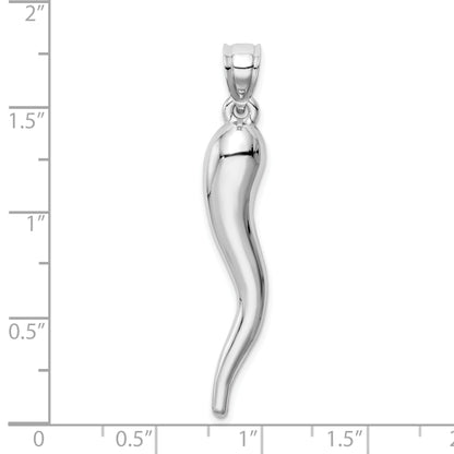 10K White Gold Hollow Italian Horn Pendant