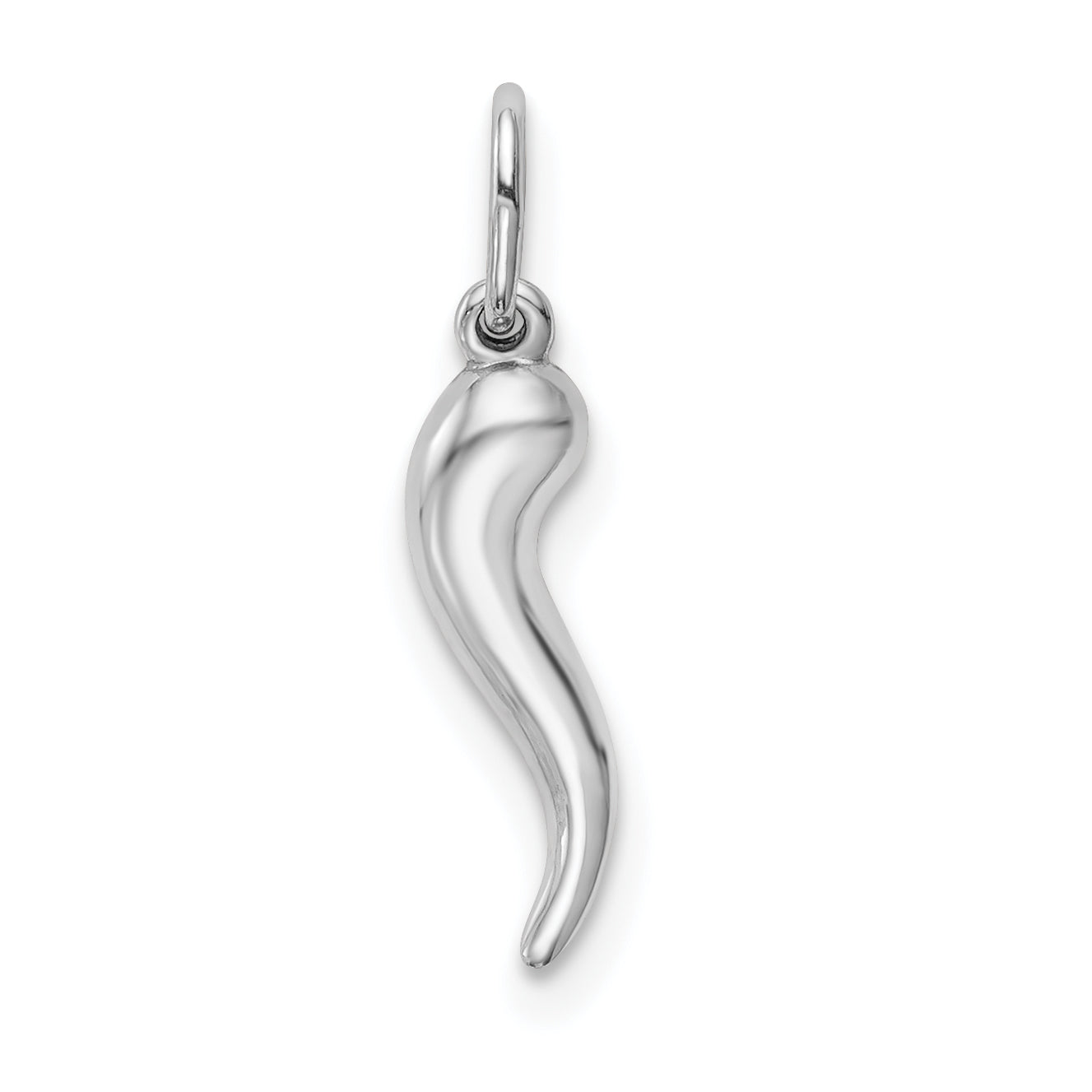 10K White Gold Hollow Italian Horn Pendant