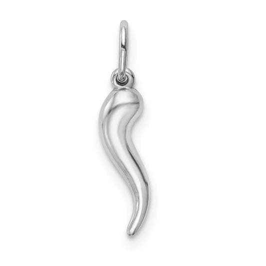 10K White Gold Hollow Italian Horn Pendant