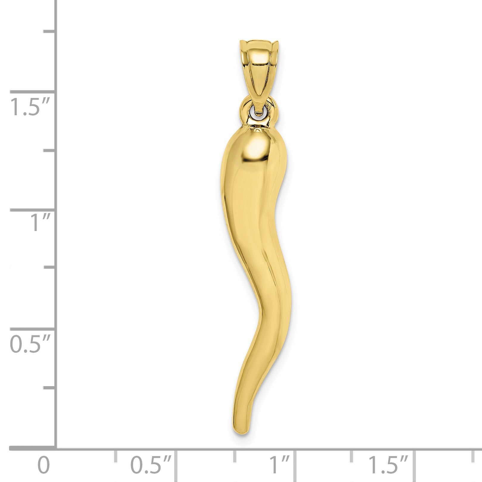 10K Yellow Gold Hollow Italian Horn Pendant