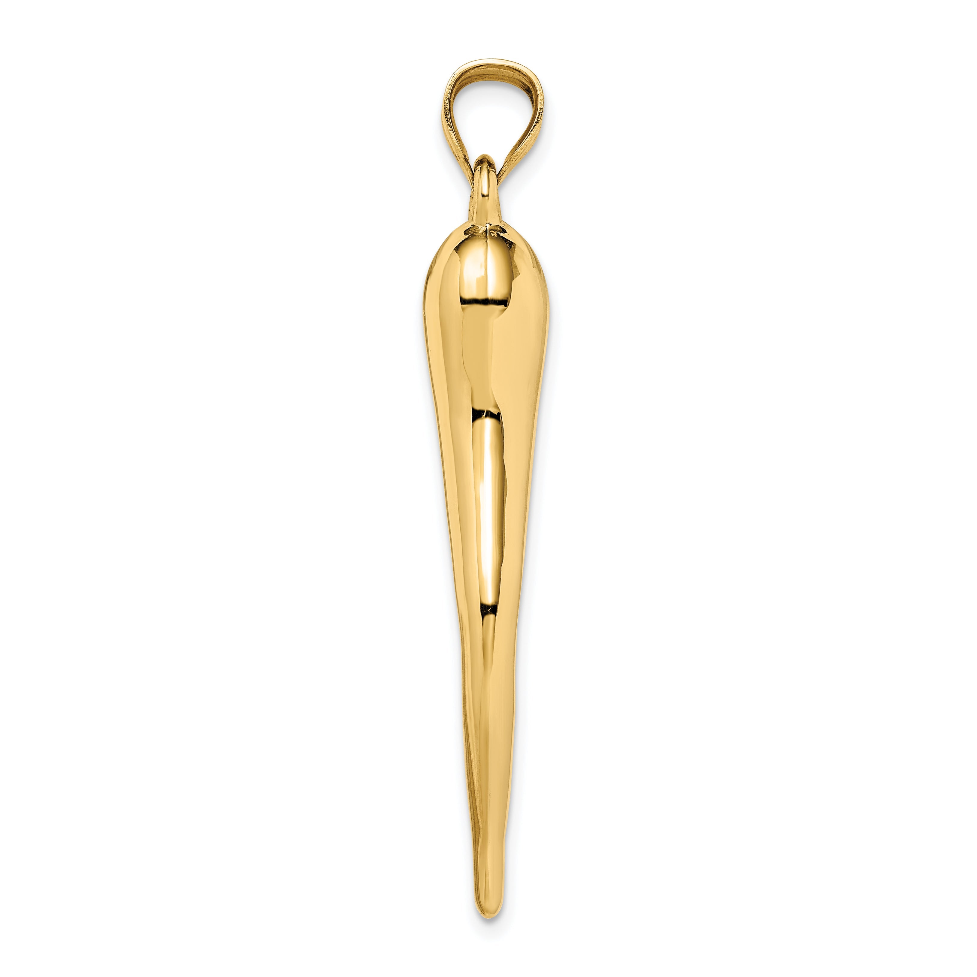 10K Yellow Gold Hollow Italian Horn Pendant